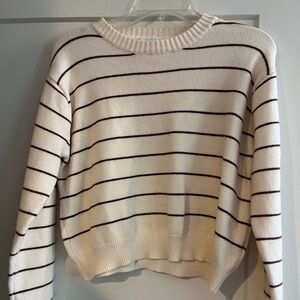 Cream with brown stripes Sadie & Sage sweater (XL)